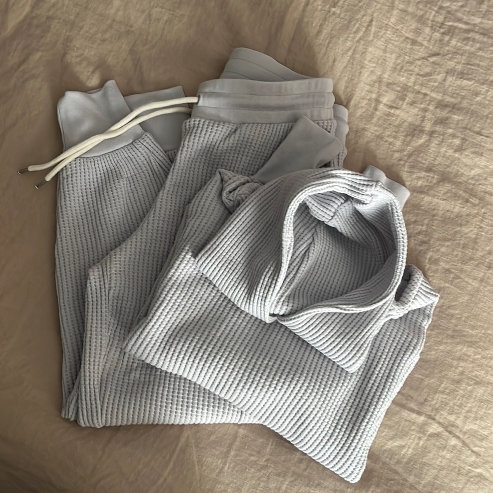 Gap Sweatsuit Set Top & Bottom XS Petite Light Gray